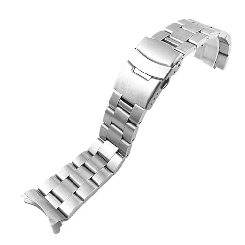 CAWEUER Edelstahlarmband Faltschließe for Seiko, kompatibel mit Casio, 18 mm, 20, 22(Silver,20mm) von CAWEUER