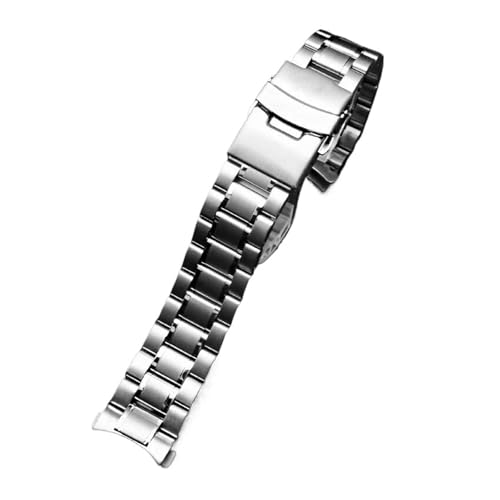 CAWEUER Edelstahlarmband mit gebogenem Ende, kompatibel Casio EFV-540, EFS-S510, EFR-303L/303D, MTP-1375/1374, Metallarmband, 20 mm, 22(Silver-C,20mm-width) von CAWEUER