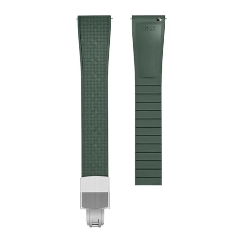 CAWEUER FKM-Armband, 20 mm, 22 mm, kompatibel mit Breitling, Rolex, Seiko, Fluorkautschuk, universelles Armband mit Schnellverschluss und Faltschließe, kompatibel mit Omega(Green,20mm) von CAWEUER