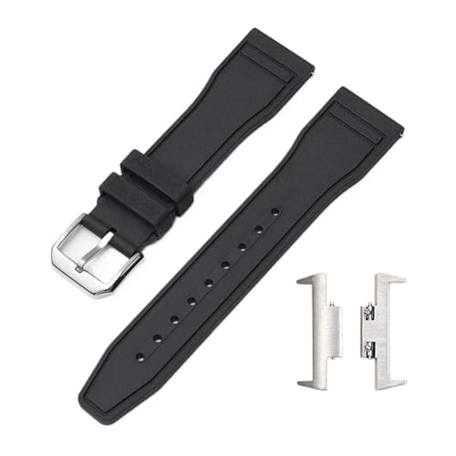 CAWEUER FKM-Armbandadapter, kompatibel mit Tissot PRX T137.407/T137.410 Super Player 40 mm, Herren, Fluorkautschuk, Schnellverschluss, Uhrenarmbandanschluss 12 mm(Black) von CAWEUER
