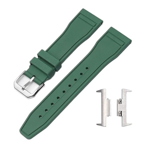 CAWEUER FKM-Armbandadapter, kompatibel mit Tissot PRX T137.407/T137.410 Super Player 40 mm, Herren, Fluorkautschuk, Schnellverschluss, Uhrenarmbandanschluss 12 mm(Green) von CAWEUER