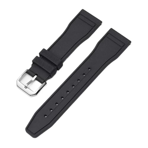CAWEUER FKM-Fluorkautschukarmband, kompatibel mit Tissot PRX-Serie T137.407/T137.410 Super Player 40 mm, Herren-Schnellverschlussadapter, Uhrenarmband 12(Black-silver) von CAWEUER
