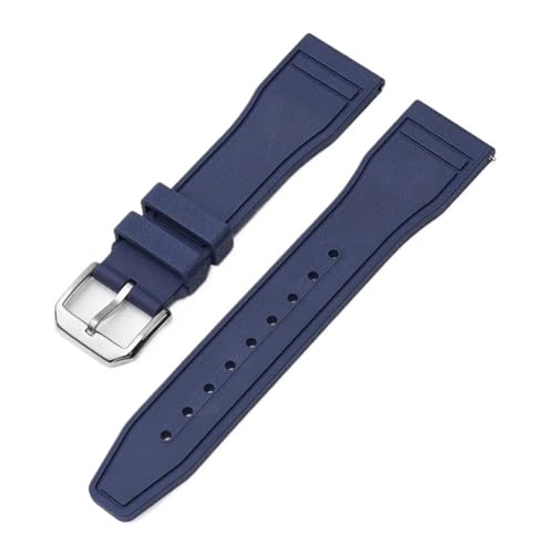 CAWEUER FKM-Fluorkautschukarmband, kompatibel mit Tissot PRX-Serie T137.407/T137.410 Super Player 40 mm, Herren-Schnellverschlussadapter, Uhrenarmband 12(Blue-silver) von CAWEUER