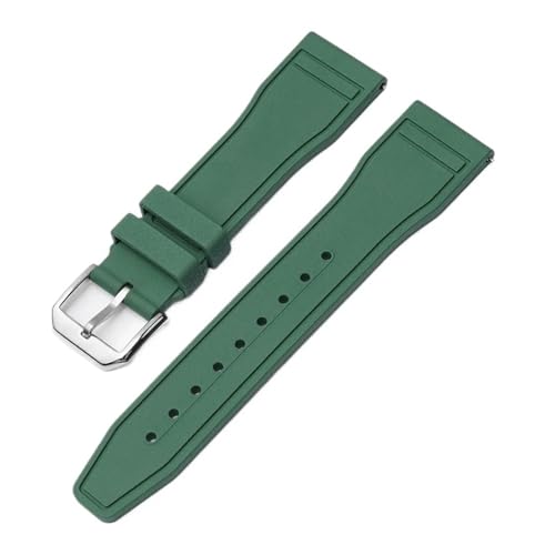 CAWEUER FKM-Fluorkautschukarmband, kompatibel mit Tissot PRX-Serie T137.407/T137.410 Super Player 40 mm, Herren-Schnellverschlussadapter, Uhrenarmband 12(Green-silver) von CAWEUER