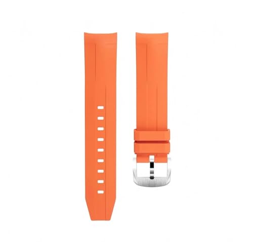 CAWEUER Fluorkautschuk-Armband for 1853, kompatibel mit Tissot Starfish Diving T120, Uhrenarmband gebogenem Ende(Orange) von CAWEUER
