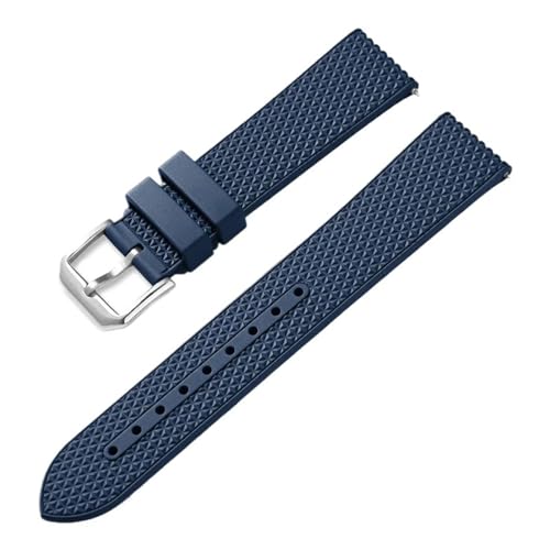 CAWEUER Fluorkautschukarmband, kompatibel mit Rolex, Water Ghost FKM, wasserdichtes Uhrenarmband Schnellverschluss, Omega Seiko-Armbandzubehör(Blue-silver,22mm) von CAWEUER