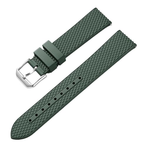 CAWEUER Fluorkautschukarmband, kompatibel mit Rolex, Water Ghost FKM, wasserdichtes Uhrenarmband Schnellverschluss, Omega Seiko-Armbandzubehör(Green-silver,20mm) von CAWEUER