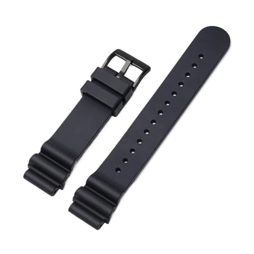 CAWEUER Fluorkautschukarmband, kompatibel mit Seiko Canned Abalone Black&Green, Aqua, Ghost Sport Waterproof Watchband(Black02,22mm) von CAWEUER