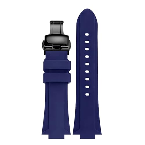 CAWEUER Gummianpassung, kompatibel mit Casio EFB-680 ECB-10YD Harz-Silikon-Uhr konvexem 26 x 14 mm Armband(Blue black B) von CAWEUER