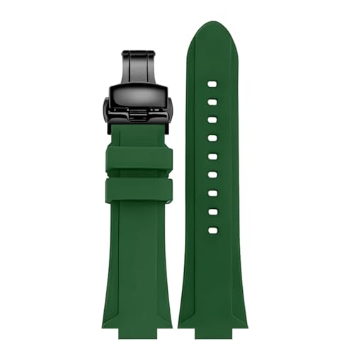 CAWEUER Gummianpassung, kompatibel mit Casio EFB-680 ECB-10YD Harz-Silikon-Uhr konvexem 26 x 14 mm Armband(Green black B) von CAWEUER