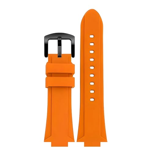CAWEUER Gummianpassung, kompatibel mit Casio EFB-680 ECB-10YD Harz-Silikon-Uhr konvexem 26 x 14 mm Armband(Orange-black A) von CAWEUER
