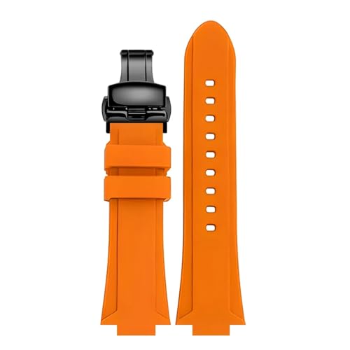 CAWEUER Gummianpassung, kompatibel mit Casio EFB-680 ECB-10YD Harz-Silikon-Uhr konvexem 26 x 14 mm Armband(Orange-black B) von CAWEUER