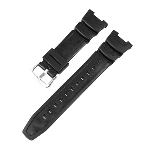CAWEUER Harz-Silikon-Armband, kompatibel mit Casio SGW-100-1V/2B-Serie, Gummi-Uhrenarmband 3157, Zubehör(Black silver) von CAWEUER