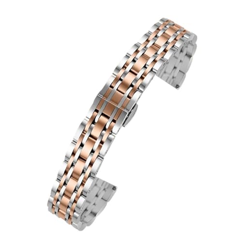 CAWEUER Kompatibel mit Armani Uhrenarmband Stahlgürtel Damen Sky Star AR11267 / AR1926 AR1763 AR1907 Riesenrad(Silver rosegold,18mm) von CAWEUER