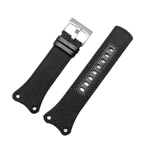 CAWEUER Kompatibel mit CK wasserdichtem Leder mit Werkzeug-Uhrenarmband-Ersatz CK atmungsaktives Canvas-Nylon K4b374b6 K4b371b3 30 mm(Black-Steel-K2) von CAWEUER