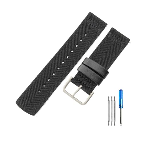 CAWEUER Kompatibel mit Casio 24 mm Zubehör PRG-600YB PRG-650 PRW-6600 Flexibles Uhrenarmband aus hochdichtem Strick-Nylon-Canvas(Black-Steel-K7) von CAWEUER