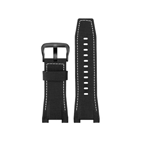 CAWEUER Kompatibel mit Casio GST-S130/S110/S120/W130l/B100/W300 Echtleder-Nylon-Herrenuhrarmband(N04-Black bai-BK-K5) von CAWEUER
