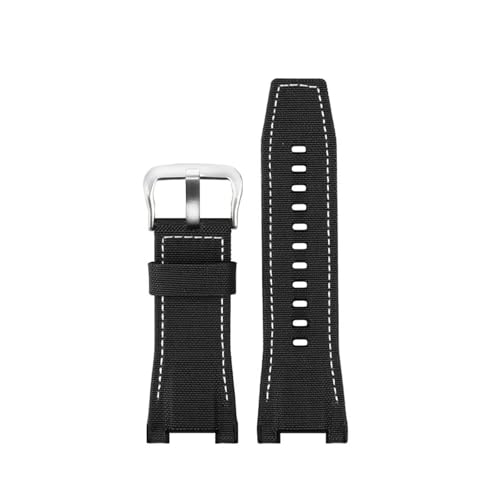 CAWEUER Kompatibel mit Casio GST-S130/S110/S120/W130l/B100/W300 Echtleder-Nylon-Herrenuhrarmband(N04-Black bai-ST-K5) von CAWEUER