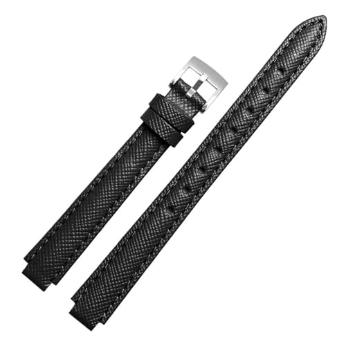 CAWEUER Kompatibel mit Casio Sheen-4029 3034 Serie Armband Leder Damen Rindsleder Rot Uhrenarmband erhabene Öffnung(Black-steel,12x10mm) von CAWEUER
