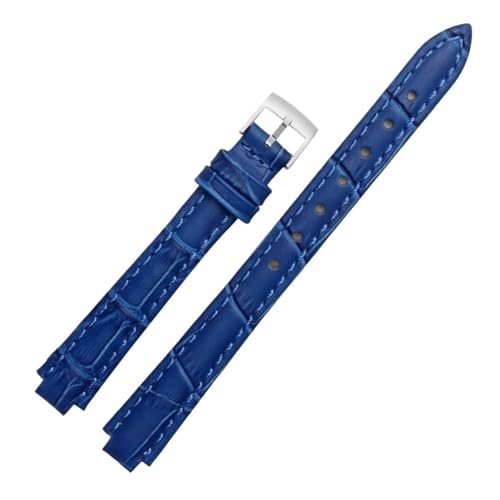CAWEUER Kompatibel mit Casio Sheen-4029 3034 Serie Armband Leder Damen Rindsleder Rot Uhrenarmband erhabene Öffnung(Blue (tex)-Steel,12x10mm) von CAWEUER