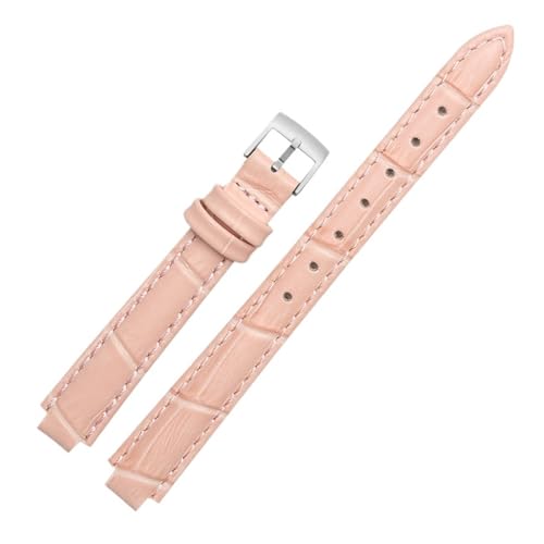 CAWEUER Kompatibel mit Casio Sheen-4029 3034 Serie Armband Leder Damen Rindsleder Rot Uhrenarmband erhabene Öffnung(Powder (tex)-Steel,12x8mm) von CAWEUER