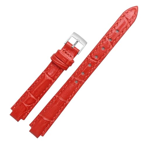 CAWEUER Kompatibel mit Casio Sheen-4029 3034 Serie Armband Leder Damen Rindsleder Rot Uhrenarmband erhabene Öffnung(Red (tex)-Steel,12x8mm) von CAWEUER