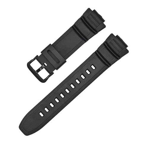 CAWEUER Kompatibel mit Casio Silikon-Uhrenarmband 5434 MCW-100H W-S220 Serie, weiches, wasserdichtes Uhrenarmband, 16 mm(Black-Black-K5) von CAWEUER