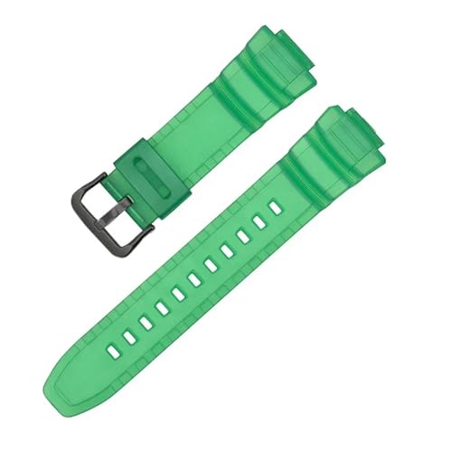 CAWEUER Kompatibel mit Casio Silikon-Uhrenarmband 5434 MCW-100H W-S220 Serie, weiches, wasserdichtes Uhrenarmband, 16 mm(Green-Black-K5) von CAWEUER