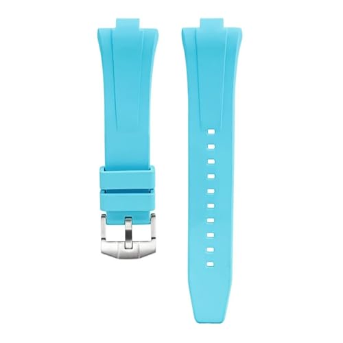 CAWEUER Kompatibel mit Citizen NJ0150 NJ0151 NJ0158 Uhr Fluorkautschukband FKM Armband Herrenarmband Schnellverschluss-Armband(Light blue) von CAWEUER