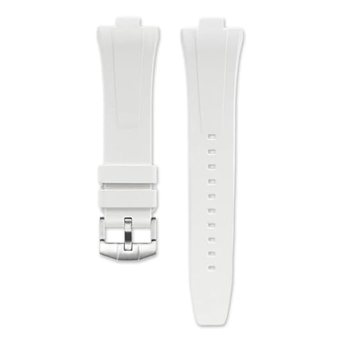 CAWEUER Kompatibel mit Citizen NJ0150 NJ0151 NJ0158 Uhr Fluorkautschukband FKM Armband Herrenarmband Schnellverschluss-Armband(White) von CAWEUER