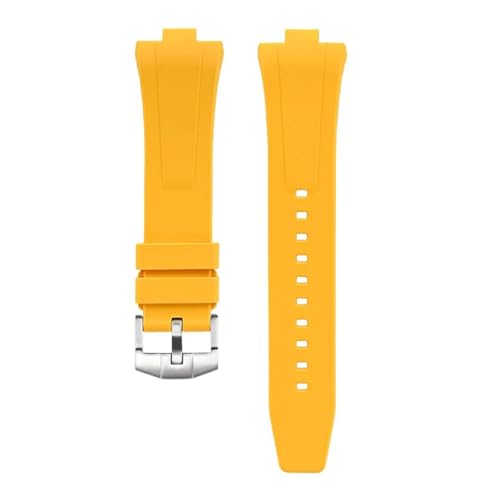 CAWEUER Kompatibel mit Citizen NJ0150 NJ0151 NJ0158 Uhr Fluorkautschukband FKM Armband Herrenarmband Schnellverschluss-Armband(Yellow) von CAWEUER