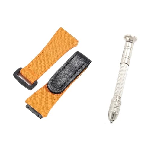 CAWEUER Kompatibel mit Richard Mille Nylon Canvas Schwarz Blau Rot Antiallergische weiche Uhrenarmbänder RM50 53 Serie Ge Ya Praktisches Uhrenarmband 25 mm(Orange(4 Stars Tool)) von CAWEUER