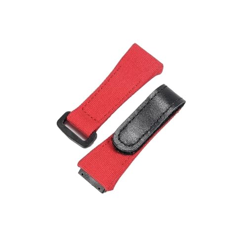 CAWEUER Kompatibel mit Richard Mille Nylon Canvas Schwarz Blau Rot Antiallergische weiche Uhrenarmbänder RM50 53 Serie Ge Ya Praktisches Uhrenarmband 25 mm(Red) von CAWEUER