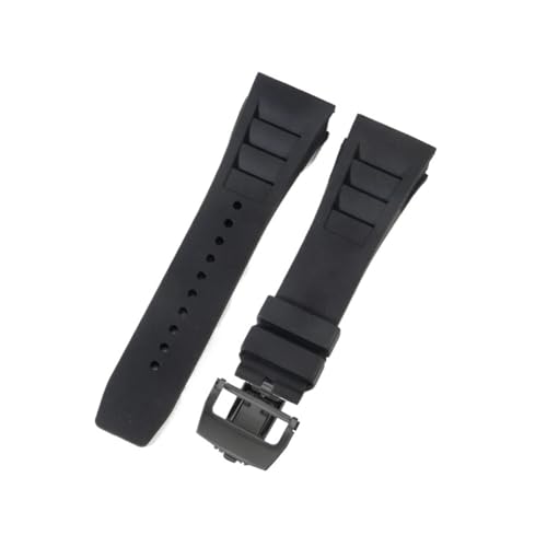 CAWEUER Kompatibel mit Richard Mille Uhrenarmband Herren 25 mm importiertes wasserdichtes Gummisilikon RM055 011(Black-Black-Z6,25MM_NO TOOLS) von CAWEUER