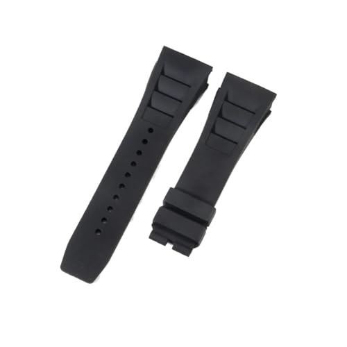 CAWEUER Kompatibel mit Richard Mille Uhrenarmband Herren 25 mm importiertes wasserdichtes Gummisilikon RM055 011(Black-No buckle,25MM_WITH 5 STARS TOOLS) von CAWEUER