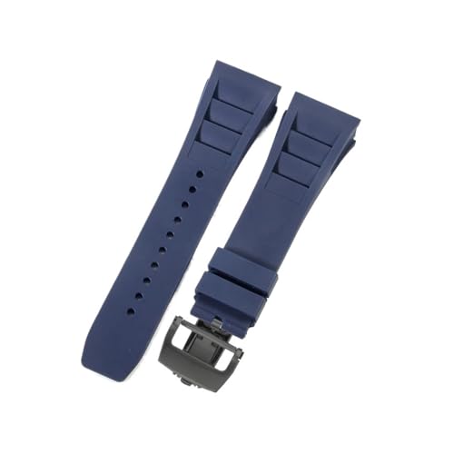 CAWEUER Kompatibel mit Richard Mille Uhrenarmband Herren 25 mm importiertes wasserdichtes Gummisilikon RM055 011(Blue-Black-Z6,25MM_NO TOOLS) von CAWEUER