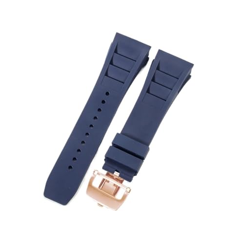 CAWEUER Kompatibel mit Richard Mille Uhrenarmband Herren 25 mm importiertes wasserdichtes Gummisilikon RM055 011(Blue-Rose-Z6,25MM_WITH 4 STARS TOOLS) von CAWEUER