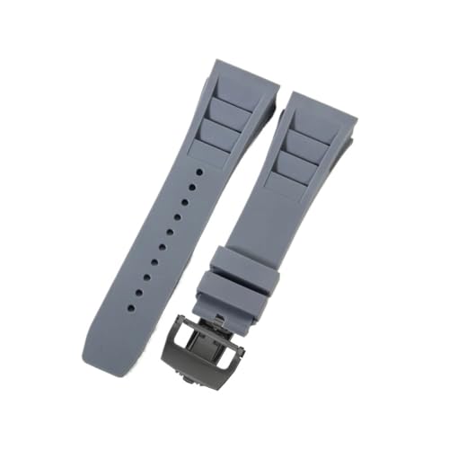 CAWEUER Kompatibel mit Richard Mille Uhrenarmband Herren 25 mm importiertes wasserdichtes Gummisilikon RM055 011(Gray-Black-Z6,25MM_WITH 5 STARS TOOLS) von CAWEUER