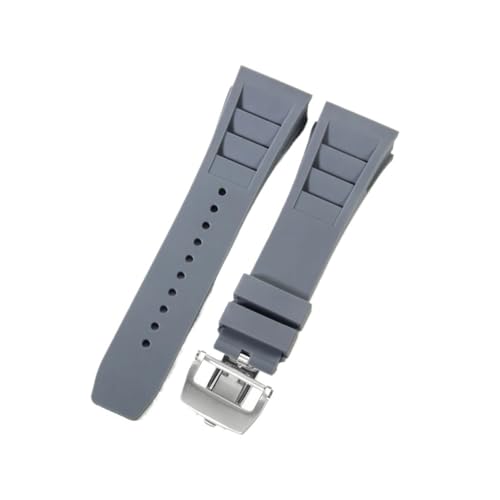 CAWEUER Kompatibel mit Richard Mille Uhrenarmband Herren 25 mm importiertes wasserdichtes Gummisilikon RM055 011(Gray-Steel-Z6,25MM_WITH 5 STARS TOOLS) von CAWEUER