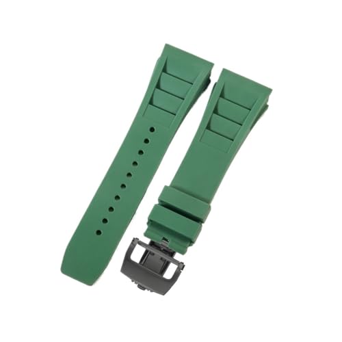 CAWEUER Kompatibel mit Richard Mille Uhrenarmband Herren 25 mm importiertes wasserdichtes Gummisilikon RM055 011(Green-Black-Z6,25MM_WITH 5 STARS TOOLS) von CAWEUER