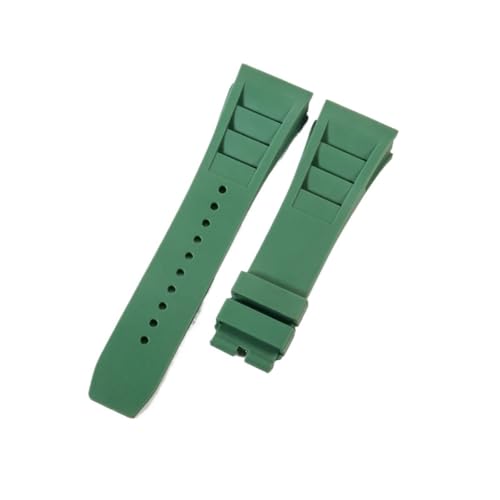 CAWEUER Kompatibel mit Richard Mille Uhrenarmband Herren 25 mm importiertes wasserdichtes Gummisilikon RM055 011(Green-No buckle,25MM_NO TOOLS) von CAWEUER