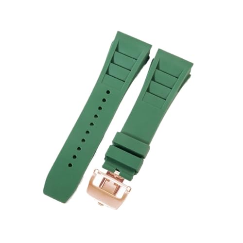 CAWEUER Kompatibel mit Richard Mille Uhrenarmband Herren 25 mm importiertes wasserdichtes Gummisilikon RM055 011(Green-Rose-Z6,25MM_NO TOOLS) von CAWEUER