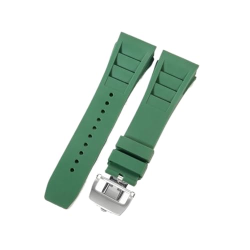 CAWEUER Kompatibel mit Richard Mille Uhrenarmband Herren 25 mm importiertes wasserdichtes Gummisilikon RM055 011(Green-Steel-Z6,25MM_WITH 4 STARS TOOLS) von CAWEUER