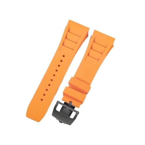 CAWEUER Kompatibel mit Richard Mille Uhrenarmband Herren 25 mm importiertes wasserdichtes Gummisilikon RM055 011(Orange-Black-Z6,25MM_NO TOOLS) von CAWEUER