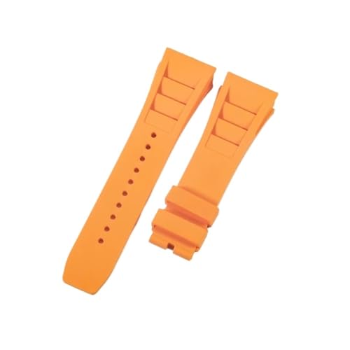 CAWEUER Kompatibel mit Richard Mille Uhrenarmband Herren 25 mm importiertes wasserdichtes Gummisilikon RM055 011(Orange-No buckle,25MM_WITH 5 STARS TOOLS) von CAWEUER