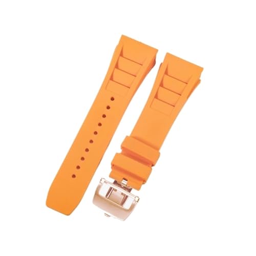 CAWEUER Kompatibel mit Richard Mille Uhrenarmband Herren 25 mm importiertes wasserdichtes Gummisilikon RM055 011(Orange-Rose-Z6,25MM_WITH 5 STARS TOOLS) von CAWEUER