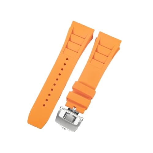 CAWEUER Kompatibel mit Richard Mille Uhrenarmband Herren 25 mm importiertes wasserdichtes Gummisilikon RM055 011(Orange-Steel-Z6,25MM_WITH 5 STARS TOOLS) von CAWEUER