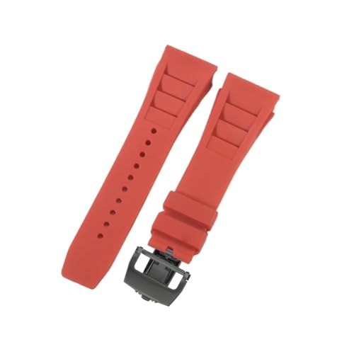 CAWEUER Kompatibel mit Richard Mille Uhrenarmband Herren 25 mm importiertes wasserdichtes Gummisilikon RM055 011(Red-Black-Z6,25MM_WITH 4 STARS TOOLS) von CAWEUER