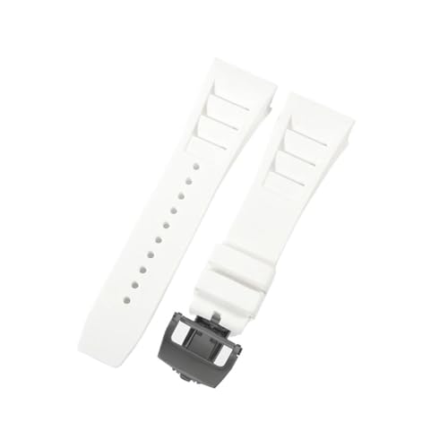 CAWEUER Kompatibel mit Richard Mille Uhrenarmband Herren 25 mm importiertes wasserdichtes Gummisilikon RM055 011(White-Black-Z6,25MM_WITH 5 STARS TOOLS) von CAWEUER