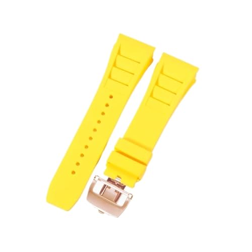 CAWEUER Kompatibel mit Richard Mille Uhrenarmband Herren 25 mm importiertes wasserdichtes Gummisilikon RM055 011(Yellow-Rose-Z6,25MM_WITH 5 STARS TOOLS) von CAWEUER